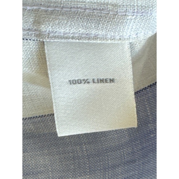 Murano Baird McNutt Linen Blue Striped Camp Shirt Short Sleeve - Small - Picture 10 of 10